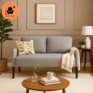 Hood Nest Billy 3-Seater Jute Fabric Sofa with Solid Wood Frame - Grey