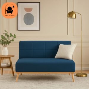 Hood Nest Harry 2-Seater Suede Fabric Sofa with Solid Wood Legs - Blue