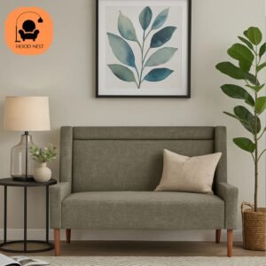 Hood Nest Vegon 3-Seater Jute Fabric Sofa with Solid Wood Legs - Olive Green